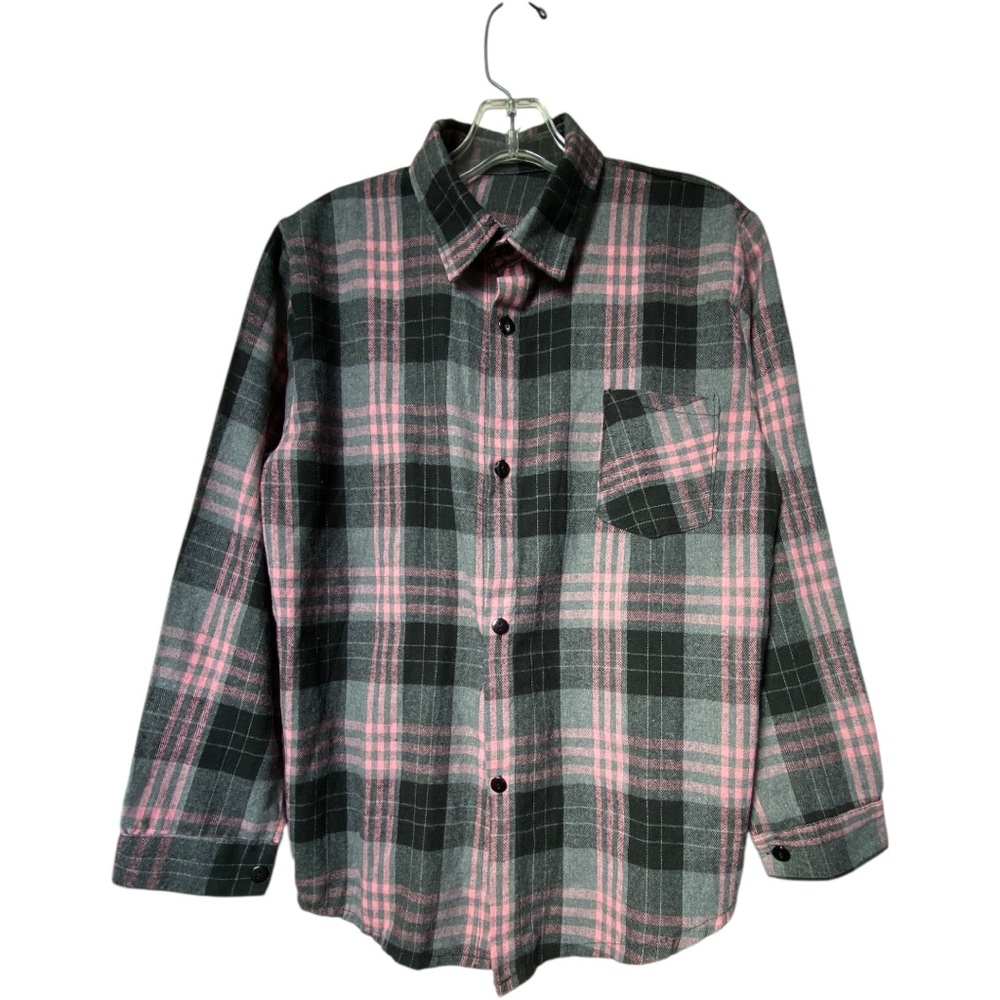 Pink and Black Plaid Flannel Women's Button Up